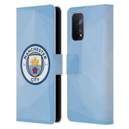 Manchester City Man City FC Badge Geometric Blue Full Colour Leather Book Wallet Case Cover For OPPO A54 5G