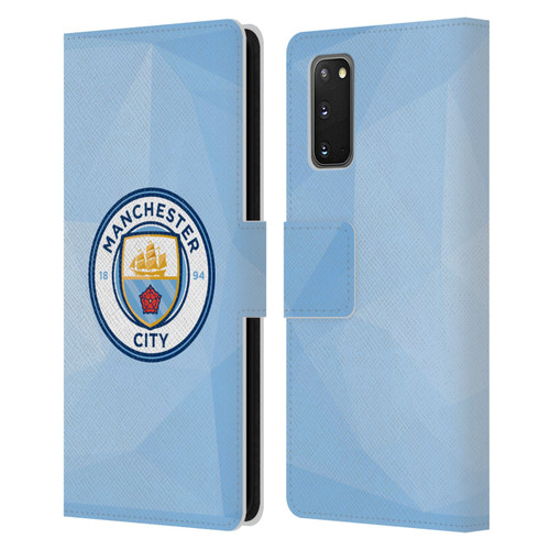 Manchester City Man City FC Badge Geometric Blue Full Colour Leather Book Wallet Case Cover For Samsung Galaxy S20 / S20 5G