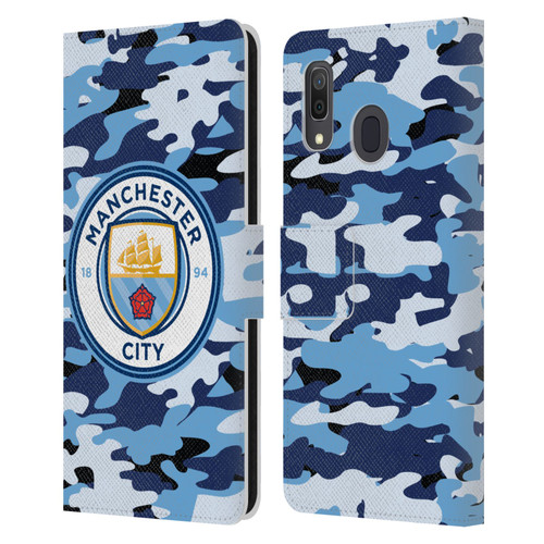 Manchester City Man City FC Badge Camou Blue Moon Leather Book Wallet Case Cover For Samsung Galaxy A33 5G (2022)