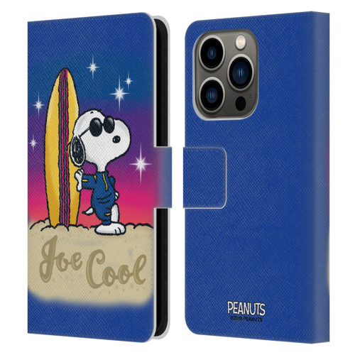 Peanuts Snoopy Boardwalk Airbrush Joe Cool Surf Leather Book Wallet Case Cover For Apple iPhone 14 Pro