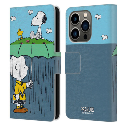 Peanuts Halfs And Laughs Charlie, Snoppy & Woodstock Leather Book Wallet Case Cover For Apple iPhone 14 Pro