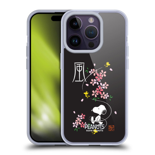 Peanuts Oriental Snoopy Cherry Blossoms Soft Gel Case for Apple iPhone 14 Pro