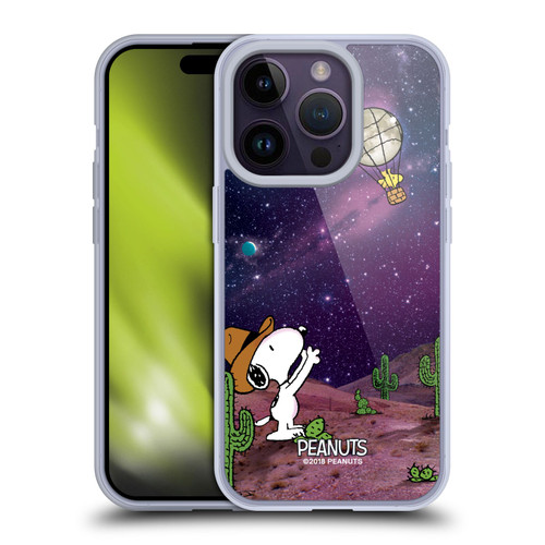 Peanuts Snoopy Space Cowboy Nebula Balloon Woodstock Soft Gel Case for Apple iPhone 14 Pro