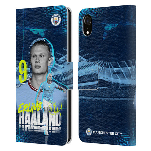 Manchester City Man City FC 2022/23 First Team Erling Haaland Leather Book Wallet Case Cover For Apple iPhone XR