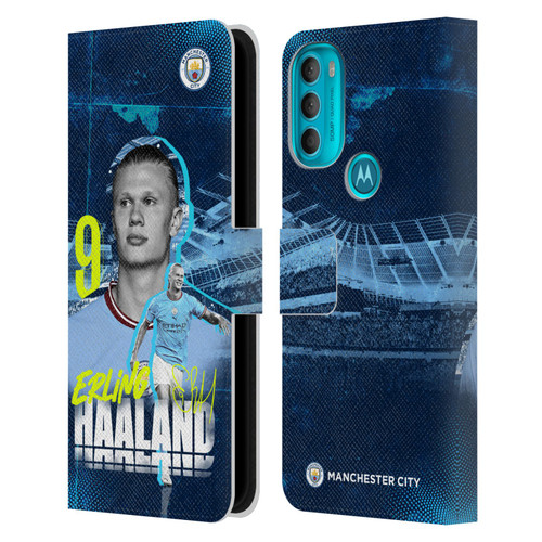 Manchester City Man City FC 2022/23 First Team Erling Haaland Leather Book Wallet Case Cover For Motorola Moto G71 5G
