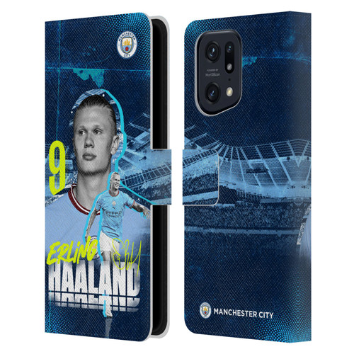 Manchester City Man City FC 2022/23 First Team Erling Haaland Leather Book Wallet Case Cover For OPPO Find X5 Pro