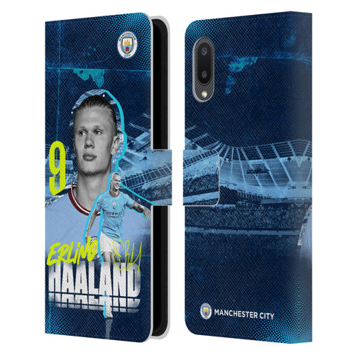 Manchester City Man City FC 2022/23 First Team Erling Haaland Leather Book Wallet Case Cover For Samsung Galaxy A02/M02 (2021)
