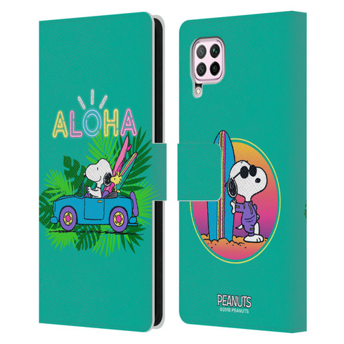 Peanuts Snoopy Aloha Disco Tropical Surf Leather Book Wallet Case Cover For Huawei Nova 6 SE / P40 Lite