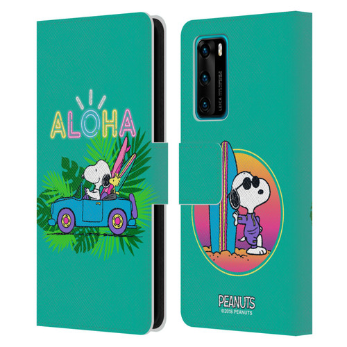 Peanuts Snoopy Aloha Disco Tropical Surf Leather Book Wallet Case Cover For Huawei P40 5G