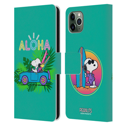 Peanuts Snoopy Aloha Disco Tropical Surf Leather Book Wallet Case Cover For Apple iPhone 11 Pro Max