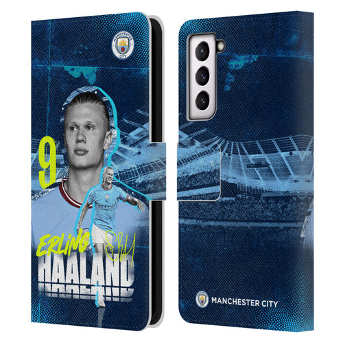 Manchester City Man City FC 2022/23 First Team Erling Haaland Leather Book Wallet Case Cover For Samsung Galaxy S21 5G