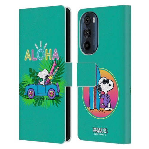 Peanuts Snoopy Aloha Disco Tropical Surf Leather Book Wallet Case Cover For Motorola Edge 30