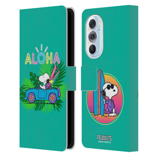 Peanuts Snoopy Aloha Disco Tropical Surf Leather Book Wallet Case Cover For Motorola Edge X30