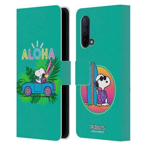 Peanuts Snoopy Aloha Disco Tropical Surf Leather Book Wallet Case Cover For OnePlus Nord CE 5G