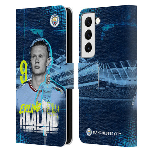 Manchester City Man City FC 2022/23 First Team Erling Haaland Leather Book Wallet Case Cover For Samsung Galaxy S22 5G