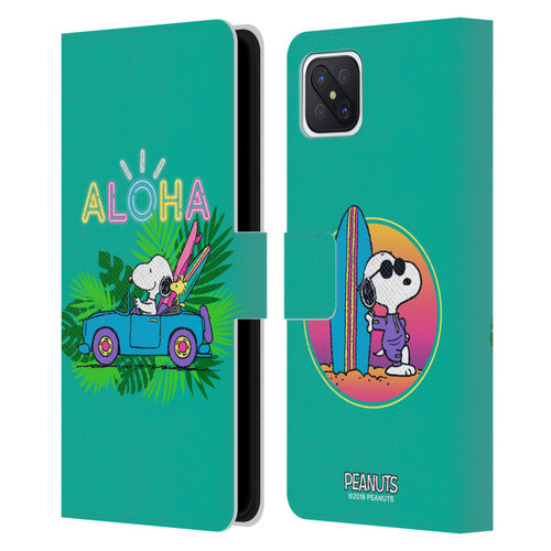 Peanuts Snoopy Aloha Disco Tropical Surf Leather Book Wallet Case Cover For OPPO Reno4 Z 5G