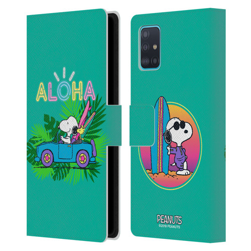 Peanuts Snoopy Aloha Disco Tropical Surf Leather Book Wallet Case Cover For Samsung Galaxy A51 (2019)