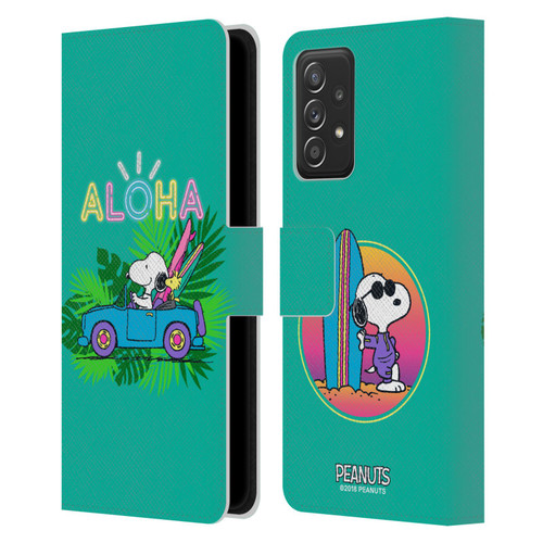 Peanuts Snoopy Aloha Disco Tropical Surf Leather Book Wallet Case Cover For Samsung Galaxy A53 5G (2022)