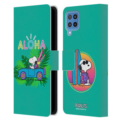 Peanuts Snoopy Aloha Disco Tropical Surf Leather Book Wallet Case Cover For Samsung Galaxy F22 (2021)