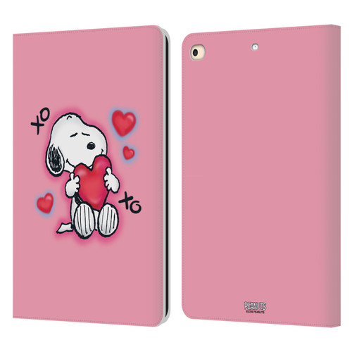 Peanuts Snoopy Boardwalk Airbrush XOXO Leather Book Wallet Case Cover For Apple iPad 9.7 2017 / iPad 9.7 2018