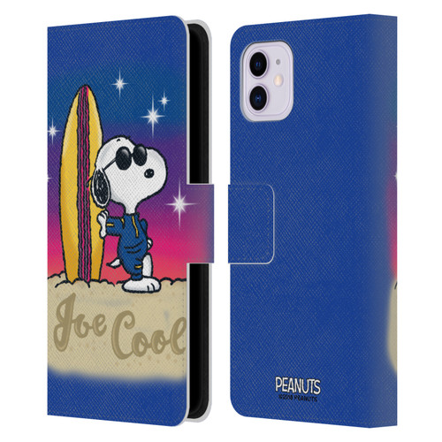 Peanuts Snoopy Boardwalk Airbrush Joe Cool Surf Leather Book Wallet Case Cover For Apple iPhone 11