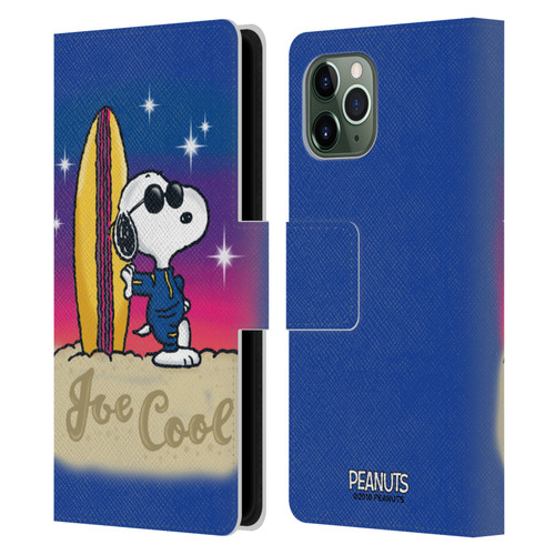 Peanuts Snoopy Boardwalk Airbrush Joe Cool Surf Leather Book Wallet Case Cover For Apple iPhone 11 Pro