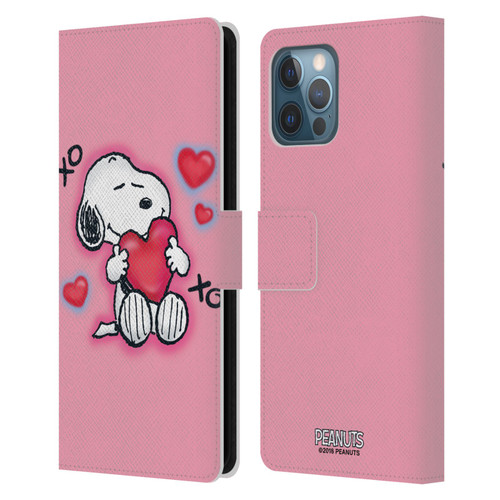 Peanuts Snoopy Boardwalk Airbrush XOXO Leather Book Wallet Case Cover For Apple iPhone 12 Pro Max