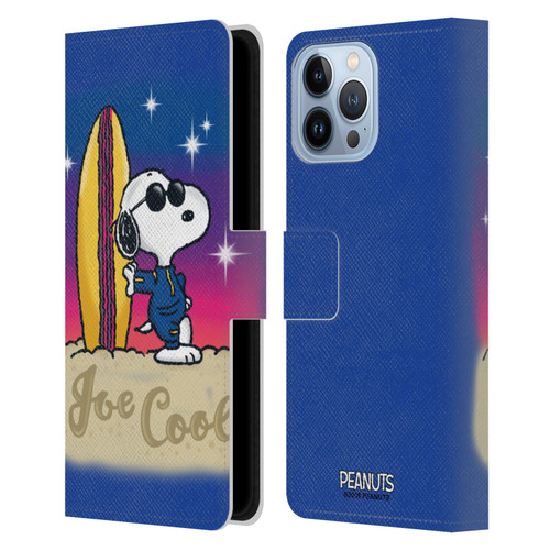 Peanuts Snoopy Boardwalk Airbrush Joe Cool Surf Leather Book Wallet Case Cover For Apple iPhone 13 Pro Max