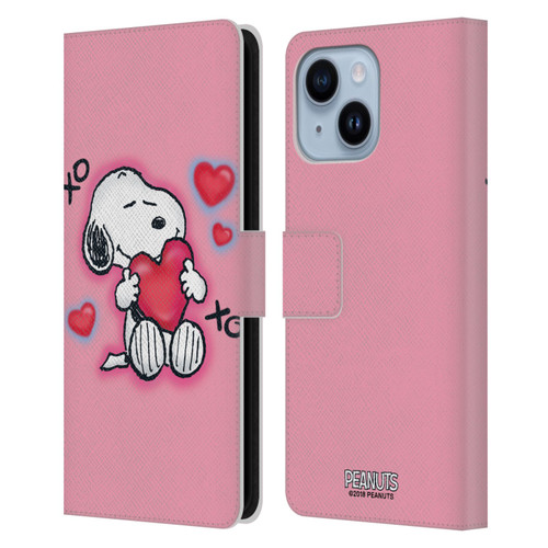 Peanuts Snoopy Boardwalk Airbrush XOXO Leather Book Wallet Case Cover For Apple iPhone 14 Plus