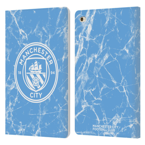 Manchester City Man City FC Marble Badge Blue White Mono Leather Book Wallet Case Cover For Apple iPad mini 4
