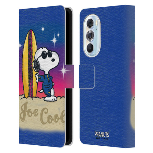Peanuts Snoopy Boardwalk Airbrush Joe Cool Surf Leather Book Wallet Case Cover For Motorola Edge X30