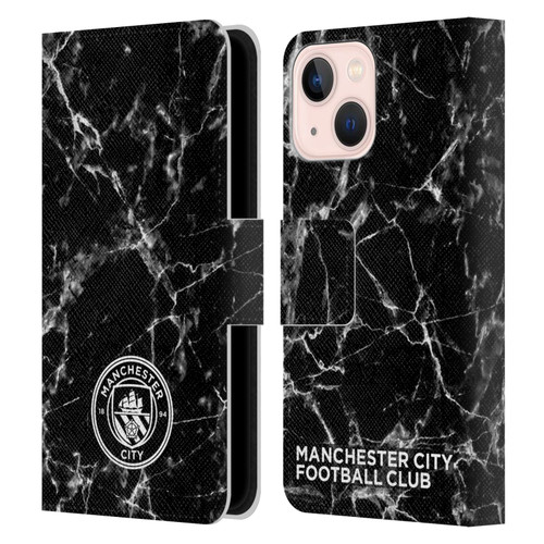 Manchester City Man City FC Marble Badge Black White Mono Leather Book Wallet Case Cover For Apple iPhone 13 Mini