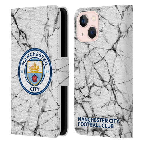 Manchester City Man City FC Marble Badge Full Colour Leather Book Wallet Case Cover For Apple iPhone 13 Mini