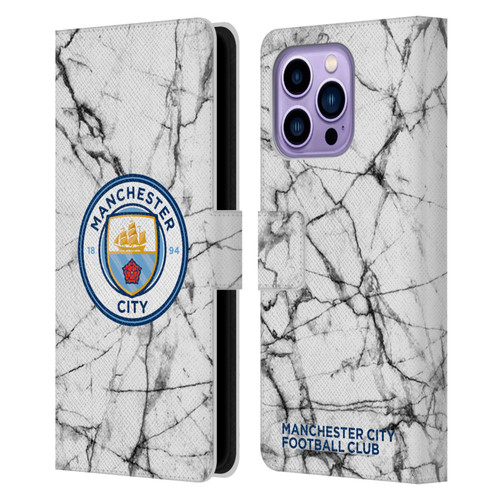 Manchester City Man City FC Marble Badge Full Colour Leather Book Wallet Case Cover For Apple iPhone 14 Pro Max