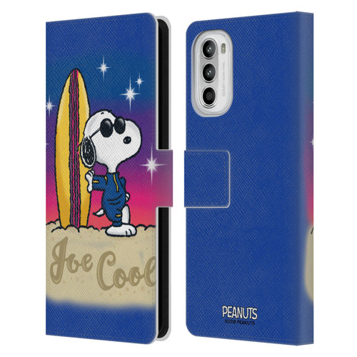 Peanuts Snoopy Boardwalk Airbrush Joe Cool Surf Leather Book Wallet Case Cover For Motorola Moto G52
