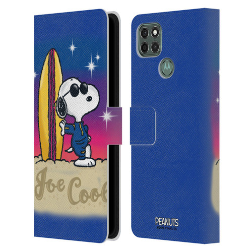 Peanuts Snoopy Boardwalk Airbrush Joe Cool Surf Leather Book Wallet Case Cover For Motorola Moto G9 Power