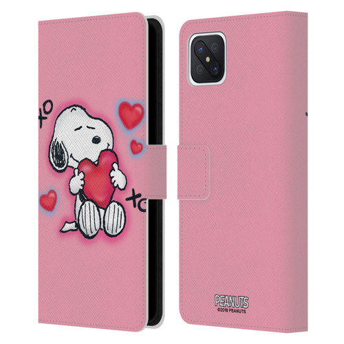 Peanuts Snoopy Boardwalk Airbrush XOXO Leather Book Wallet Case Cover For OPPO Reno4 Z 5G