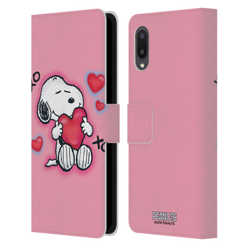 Peanuts Snoopy Boardwalk Airbrush XOXO Leather Book Wallet Case Cover For Samsung Galaxy A02/M02 (2021)