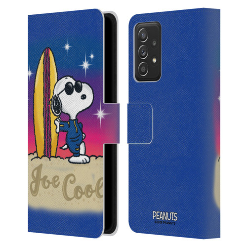 Peanuts Snoopy Boardwalk Airbrush Joe Cool Surf Leather Book Wallet Case Cover For Samsung Galaxy A52 / A52s / 5G (2021)