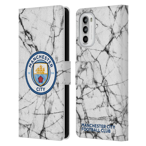 Manchester City Man City FC Marble Badge Full Colour Leather Book Wallet Case Cover For Motorola Moto G52
