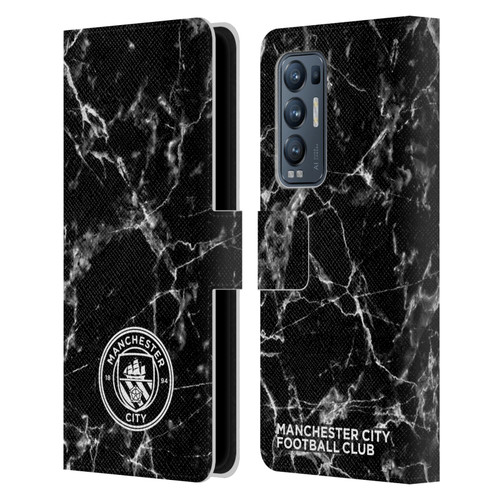 Manchester City Man City FC Marble Badge Black White Mono Leather Book Wallet Case Cover For OPPO Find X3 Neo / Reno5 Pro+ 5G