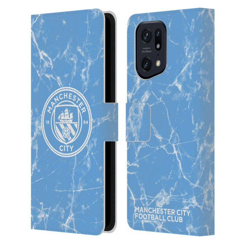 Manchester City Man City FC Marble Badge Blue White Mono Leather Book Wallet Case Cover For OPPO Find X5 Pro