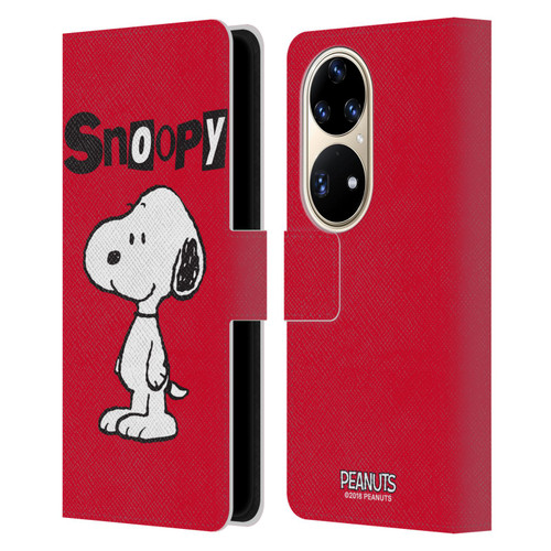 Peanuts Characters Snoopy Leather Book Wallet Case Cover For Huawei P50 Pro
