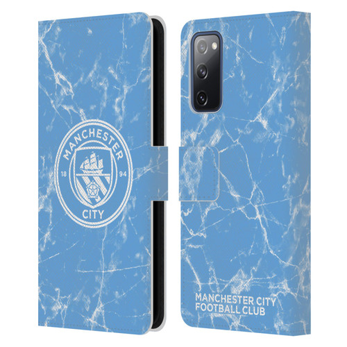 Manchester City Man City FC Marble Badge Blue White Mono Leather Book Wallet Case Cover For Samsung Galaxy S20 FE / 5G