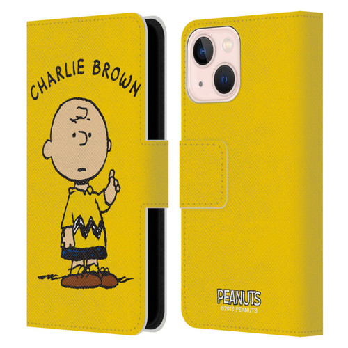 Peanuts Characters Charlie Brown Leather Book Wallet Case Cover For Apple iPhone 13 Mini
