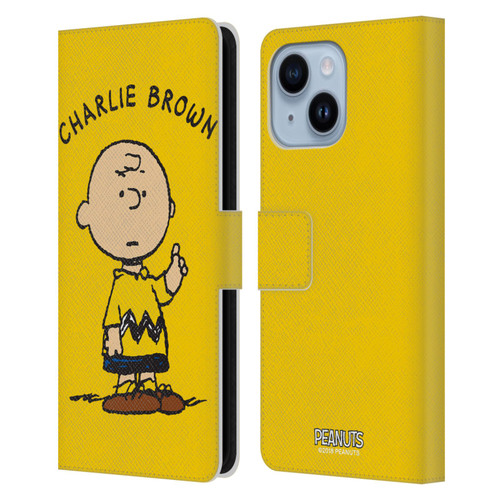 Peanuts Characters Charlie Brown Leather Book Wallet Case Cover For Apple iPhone 14 Plus