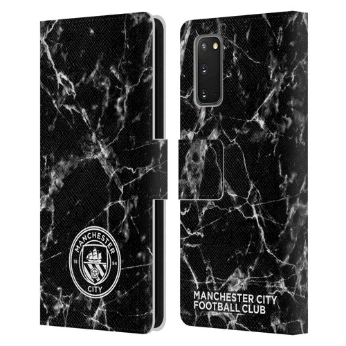 Manchester City Man City FC Marble Badge Black White Mono Leather Book Wallet Case Cover For Samsung Galaxy S20 / S20 5G
