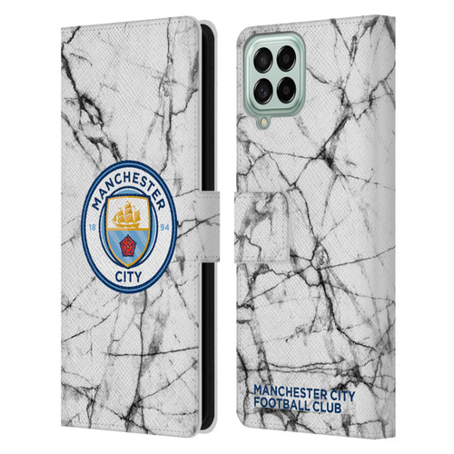 Manchester City Man City FC Marble Badge Full Colour Leather Book Wallet Case Cover For Samsung Galaxy M33 (2022)