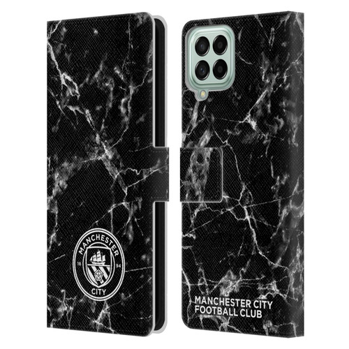 Manchester City Man City FC Marble Badge Black White Mono Leather Book Wallet Case Cover For Samsung Galaxy M53 (2022)