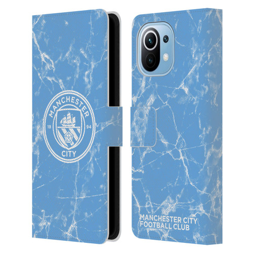 Manchester City Man City FC Marble Badge Blue White Mono Leather Book Wallet Case Cover For Xiaomi Mi 11